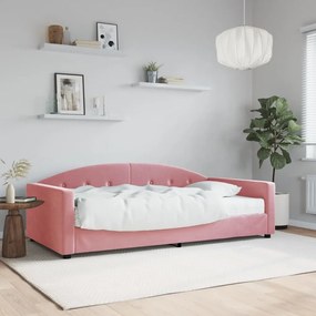 vidaXL Sofá-cama com colchão 100x200 cm veludo rosa