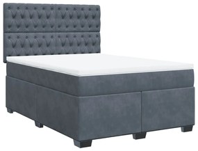 Cama com molas/colchão 140x200 cm veludo cinzento-escuro