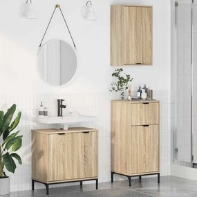 vidaXL Conjunto de Móveis para Banheiro Xadrez 3 pcs Carvalho sonoma