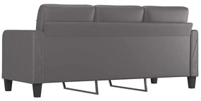 Sofá de 3 lugares 180 cm couro artificial cinza