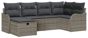 Conjunto de Sofás de Jardim com Almofadas Cinza Vime Poliéster
