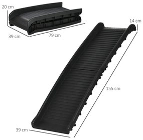 PawHut Rampa Dobrável para Cães e Gatos com Tapete Antiderrapante Ramp