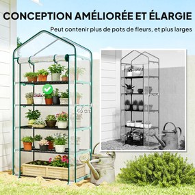 Estufa de jardim em PVC com 5 prateleiras, estufa de varanda, estrutura em aço, porta com fecho de correr, 90 x 49 x 193 cm, transparente