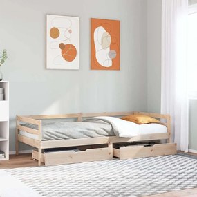 Sofá-cama com gavetas 80x200 cm madeira de pinho maciça
