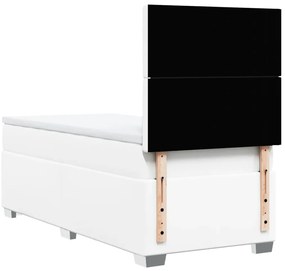 Cama com molas/colchão 100x200 cm couro artificial branco