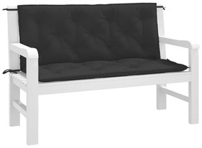 Almofadões banco jardim 2 pcs 120x50x7cm tecido oxford preto
