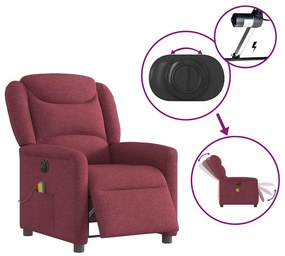 Poltrona reclinável de massagens elétrica tecido vermelho tinto