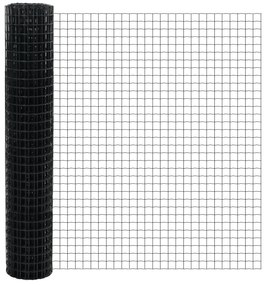 Cerca Euro com 7 Postes 1,5x10 m de Aço Galvanizado Cinza