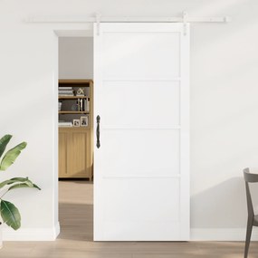Porta Deslizante vidaXL com Conjunto de Hardware Branca 93x211 cm Madeira Sólida de Pinho