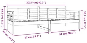 Sofá-cama 80x200 cm madeira de pinho maciça branco