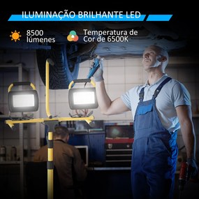 Projetor LED Duplo Recarregável de Alumínio com Tripé Dobrável 8500 Lú