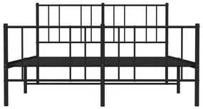 Estrutura de cama com cabeceira e pés 140x190 cm metal preto