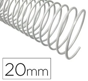 Espiral Q-Connect Metálica Branco 64 5:1 20mm 1,2mm Caixa de 100 Unidades