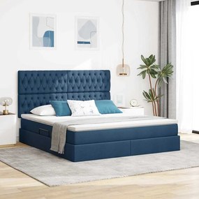 vidaXL Cama com arrumação e LED com led Azul 180 x 200 cm Poliéster