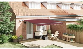 vidaXL Toldo retrátil manual com luzes LED 400x300 cm bordô