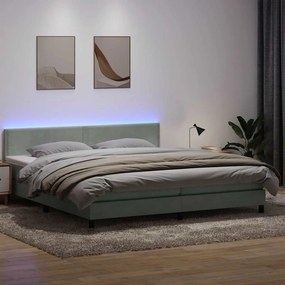 vidaXL Cama box spring c/ colchão e LED cinzento-claro 200x210 cm veludo