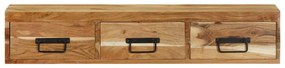 Armário de TV para parede 100x30x19 cm madeira acácia maciça