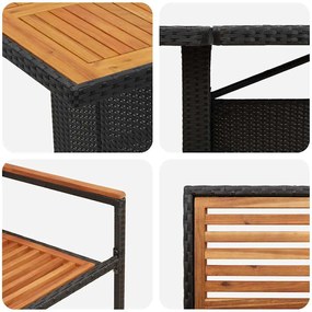 Conjunto de Jantar de Jardim vidaXL 11 Peças Preto Rattan Poliéster Ac