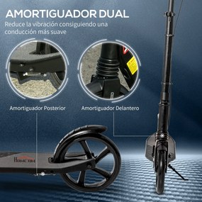 Trotinete Dobrável para Adultos e Crianças acima de 14 Anos Trotinete com Guiador com Altura Ajustável Rodas Grandes de 200mm Amortecedor e Freio Alum
