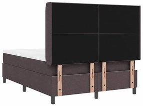Cama Box com Colchão Marrom Escuro 160x200 cm em Tecido