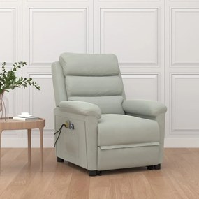 vidaXL Poltrona elevatória de massagens veludo cinzento-claro