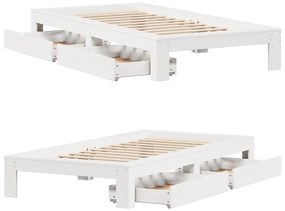 Cama sem colchão 75x190 cm madeira de pinho maciça branco