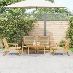 Conjunto de Jardim de 5 Peças: Cadeiras de Madeira de Acácia Bege e Me