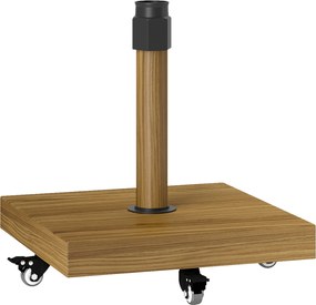Outsunny Base para Guarda-sol com Rodas e Travões Base em Metal com Cimento para Hastes Ø36/38/48 mm Efeito Madeira Natural | Aosom Portugal