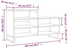 Sapateira 102x36x60 cm derivados de madeira cinzento sonoma
