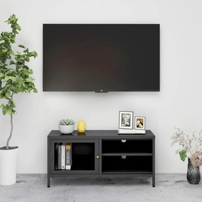 vidaXL Móvel de TV 90x30x44 cm vidro e aço antracite