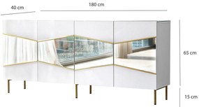Console Nice – Branco/Ouro – 180x80x40 cm