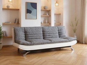 Sofá-cama Norsica 228, Cinzento claro, Branco, 91x196x98cm, 42 kg, Pernas: Metal, Parcialmente montado, Madeira: Pinheiro