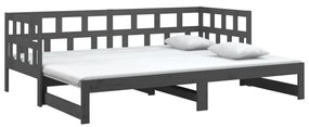 Estrutura sofá-cama de puxar pinho maciço cinza 2x(90x190) cm