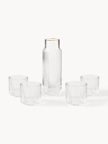 Jarro de vidro artesanal Aleo com copos, conjunto de 5