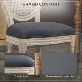 Conjunto de 2 cadeiras de sala de jantar (MESA NÃO INCLUIDA)- Cadeira de sala com medallão ao estilo Luís XVI - Madeira maciça esculpida, com acabamen