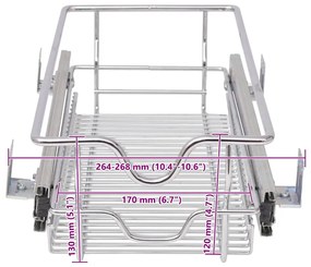 Cestos de arame extraíveis 2 pcs 300 mm prateado