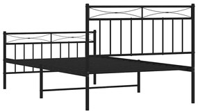 Estrutura de cama com cabeceira e pés 100x200 cm metal preto