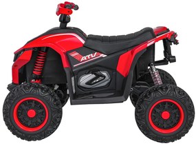 Moto 4 elétrica para crianças 12V 4x4 Fast Wheel, Controle remoto, Rodas Espuma EVA, assento couro ecológico Vermelha