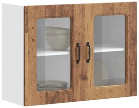 vidaXL Armário de parede de cozinha porta vidro Kalmar madeira velha