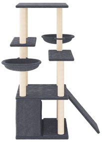 Árvore p/ gatos c/ postes arranhadores sisal 133cm cinza-escuro