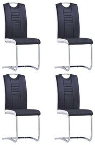 vidaXL Cadeiras de jantar cantilever 4 pcs couro artificial preto