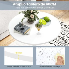 Conjunto 2 mesas bar redondas (BANCOS NÃO INCLUIDOS) com altura de bar 60 x 60 x 101,5 cm conversível em mesa de café com altura de 56 cm branca