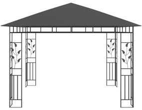 Gazebo c/ mosquiteiro e cordões luzes LED 3x3x2,73m antracite