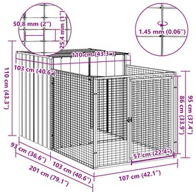 Casota para cães com parque aço galvanizado antracite