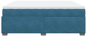 Cama com molas/colchão 200x200 cm veludo azul-escuro