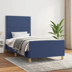 Estrutura de cama sem colchão 90x200 cm tecido azul