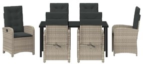 Conjunto de Jantar de Jardim de 7 Peças com Almofadas Cinza Claro em R