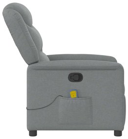 Poltrona de massagens reclinável tecido cinzento-claro
