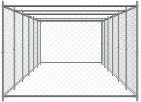 Jaula para cão com porta 12x2x1,5 m aço galvanizado cinzento