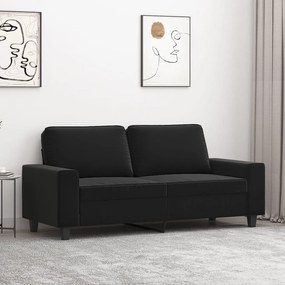 vidaXL Sofá de 2 lugares 140 cm tecido de microfibra preto